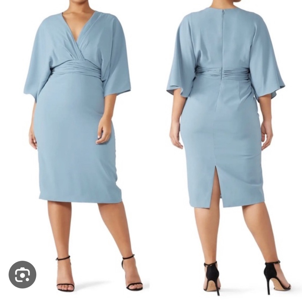 Theia Kimono Sheath Dress in Blue (Size: 2) - Picture 5 of 7